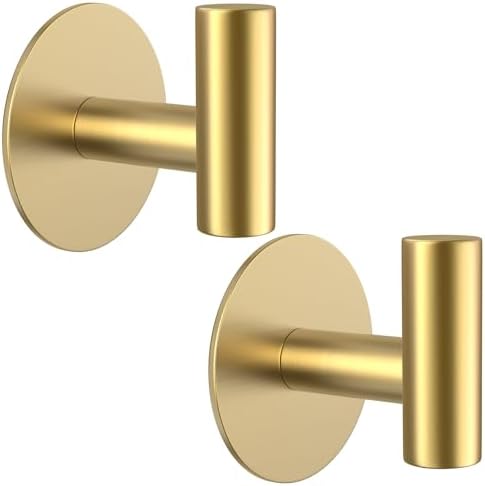 Gold Stainless Steel Wall Hooks, Heavy Duty Self-Adhesive Hooks by VINHOLD