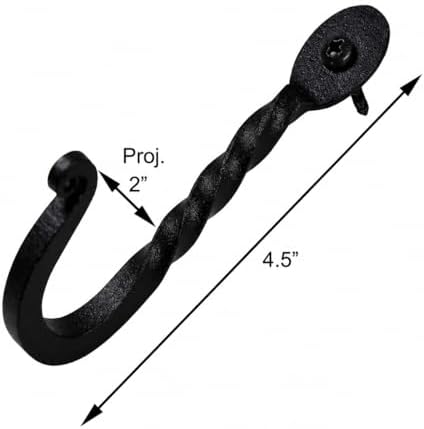 Renovators Supply Manufacturing Twisted Single Wall Hook, Wrought Iron Black - Image 5