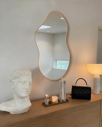 Irregular Wall Mirror 20×36 Inch Wall Mirrors Decor Gold Asymmetrical - Image 4
