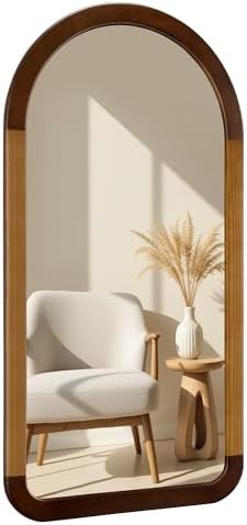 Arched Mirror 24 x 47 Inch, Wood Rustic Bathroom Wall Mirror - Image 4