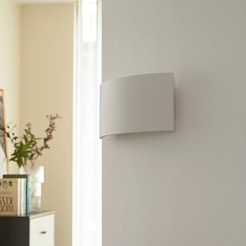13.8" Paintable Plaster Wall Sconce Light, Modern Indoor Wall Lighting - Image 3