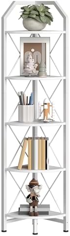 CHOEZON 5-Tier Corner Shelf, Industrial Corner Bookshelf, 59.4" Corner Storage - Image 6