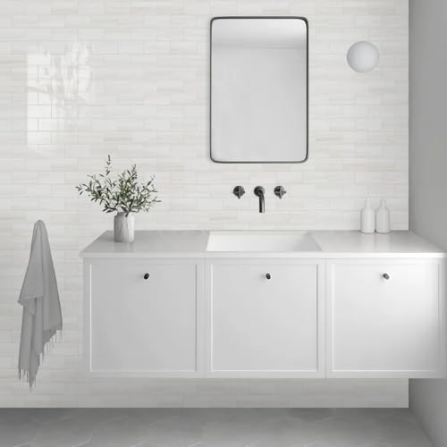 Vamos Tile 100-Piece Glossy Dolomite White Peel and Stick Backsplash Tile - Image 5