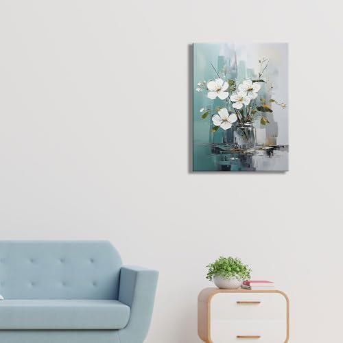 daktenn Floral Canvas Wall Art Green Bathroom Wall Art Pictures Wall Decor Home - Image 4