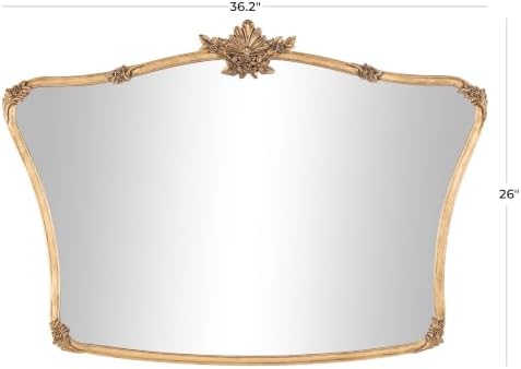 Deco 79 Metal Floral Room Wall Mirror Orante Antique Curved Entryway Mirror - Image 3