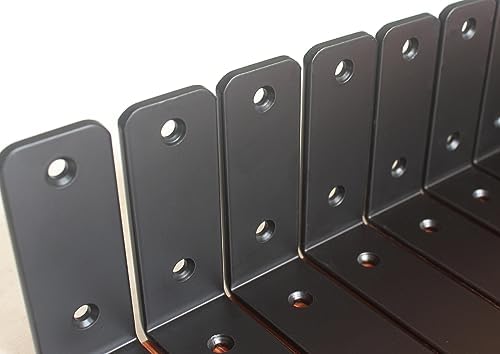 24 Pack - L 5" x H 4" x W1.5, 5mm Thick Black L Shelf Bracket, Iron Shelf - Image 7