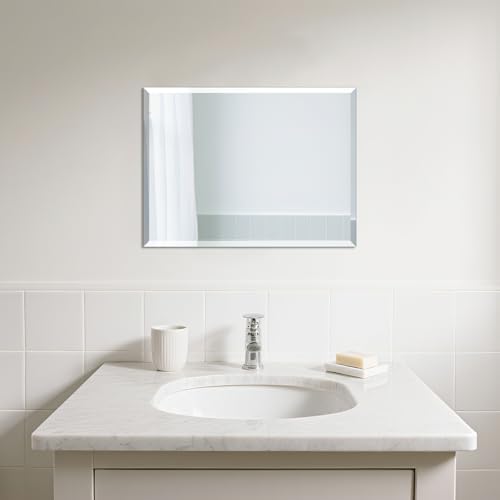 Beveled Bathroom Mirror for Wall, 16x12 Inch Small Frameless Wall Mirror - Image 5