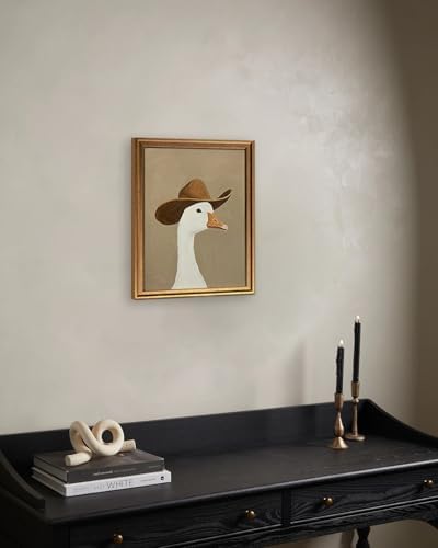 KBKBART Gold Framed Wall Art Western Silly Cowboy Goose Wall Decor 12x16in - Image 6
