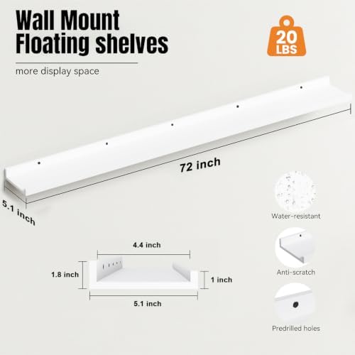 72inch Long Floating Shelves for Wall Decor, 3-Set Shelves - Image 3