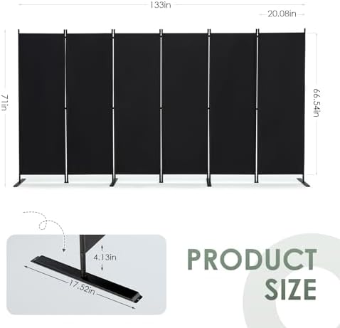 RANTILA 6 Panel Room Divider, 6 FT Folding Privacy Screen - Image 2