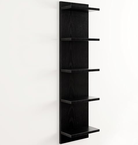 5 Tier Black Floating Wall Shelf, Vertical Storage Tower by FunMemories
