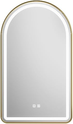 Arched Bathroom Mirror 24"x36", LED Tempered Glass by MYlovelylands