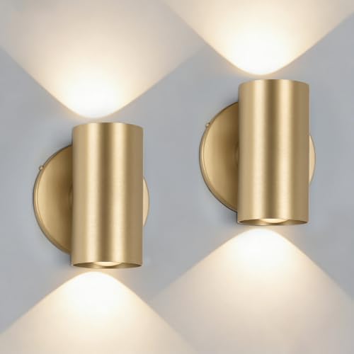 Tubicen Led Wall Decor Sconces Set of 2, Indoor Modern Gold Light Small Lamp by TubicenLighting