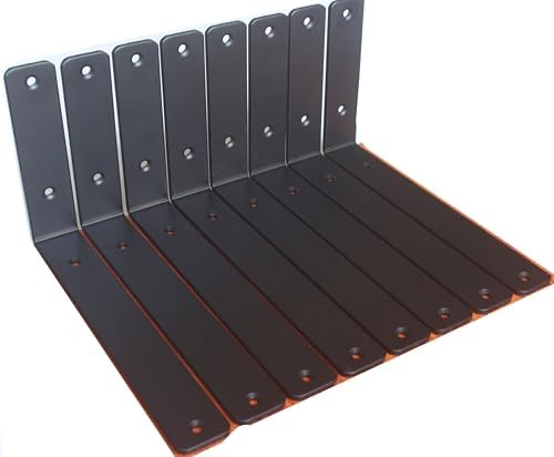 10 Pack - L 11" x H 6" x W1.5, 5mm Thick Black L Shelf Bracket, Iron Shelf by MHMYDZ
