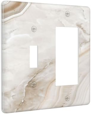 Outlet Covers Beige Marble Pattern 1 Toggle 1 Rocker Combination Decorative - Image 2