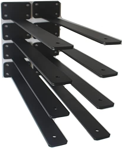 8 Pack - 14 inch Black Hidden L Shelf Bracket Iron Floating Shelf Brackets by MHMYDZ