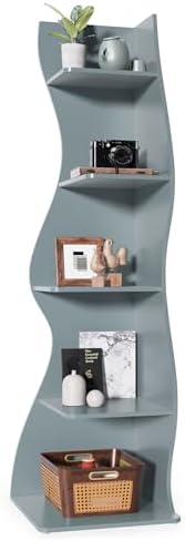 LITTLE TREE Small Corner Shelf, Modern 5-Tier Wall Corner Bookshelf, Stylish by LITTLETREE