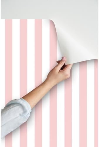 Spoonflower Stripes Pink and Peel and Stick Removable Wallpaper - Image 3
