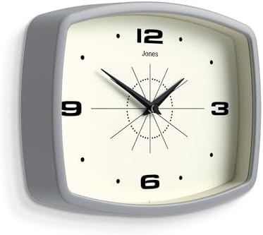 JONES CLOCKS® Movie wall Clock | Rectangular Retro Clock | 10" | Gray | Cool - Image 2