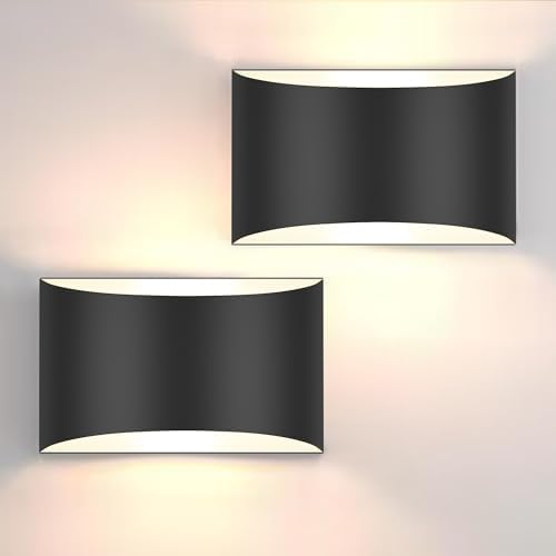 Modern LED Wall Sconces, 3000K Warm White Hardwired Wall Lights Set of 2 by FOLKSMATE