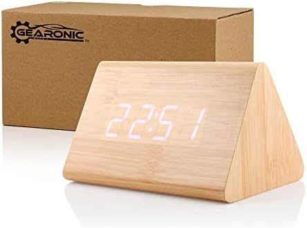 GEARONIC Digital Alarm Clock Wooden Alarm Clock Wood Modern Triangle Alarm - Image 5