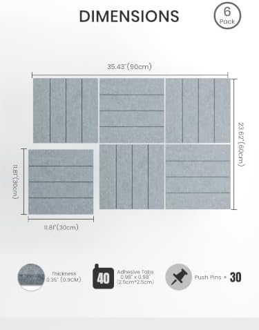 Bumusty 36" x 24" Large Cork Board Alternative, Slate Gray - Image 2