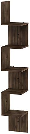 Furinno Rossi 5-Tier Wall Mount Floating Corner Square Shelf, Columbia Walnut - Image 6