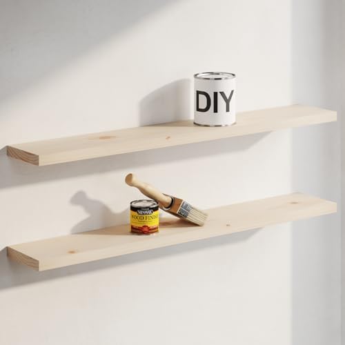 Homeforia 48 Inch DIY Floating Shelves, High-End Solid Pine Wood by Homeforia