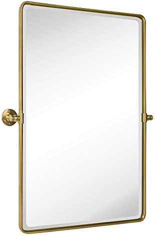 TEHOME Gold Pivot Rectangle Bathroom Vanity Mirrror Farmhouse Tiltable Rounded by TEHOME