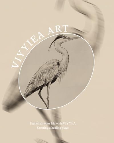VIYYIEA Vintage Gold Framed Wall Art, Sketch Heron, 16L x 12W - Image 3