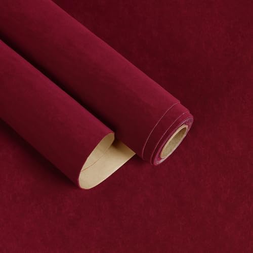 Dark Red Velvet Fabric Wallpaper Self Adhesive Velvet Drawer Liner by EaseStick