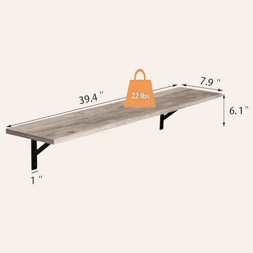 DINZI LVJ Long Wall Shelves, 39.4 Inch Wall Mounted Shelves - Image 3