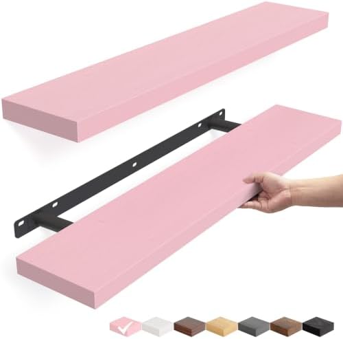 BAYKA Pink Floating Shelves 22.5in, Wall Mounted by Bayka