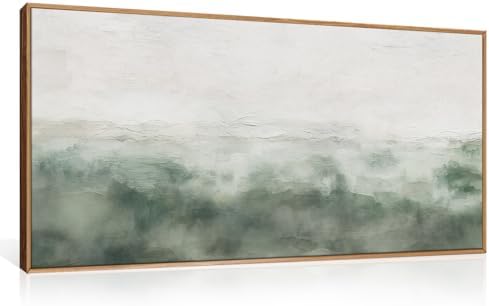 Large Abstract Grey Green Framed Canvas Wall Art- 20"x40"x1 by Unknown