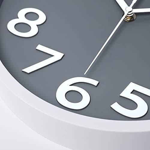 Lafocuse 12 Inch Modern Analog White and Gray Wall Clock - Image 6
