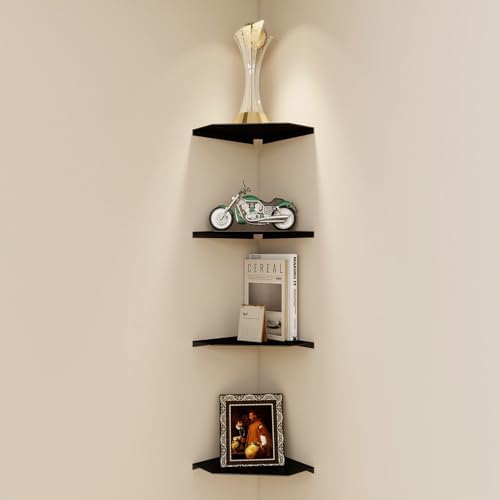 10 Inch Black Floating Corner Shelf Wall Mounted, Large Triangle Shelf - Image 5
