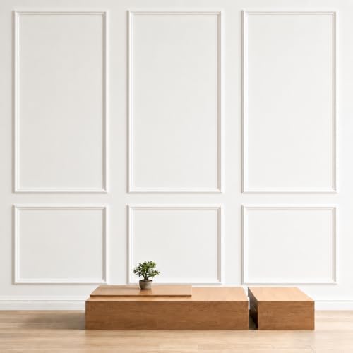 White Peel and Stick Wall Molding Kit Frame Premade Moulding Panels by Abyssaly