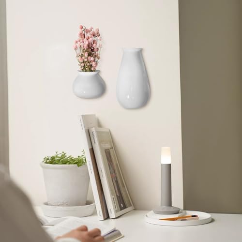 White Ceramic Wall Planters, 10.6 Inch, Flared Design - Image 4