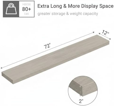 Vivelove Deep Floating Shelves 72x12” Set of 1 - Image 3