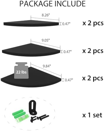 HORLIMER 6 Pack Floating Corner Shelf Wall Mount - Image 3