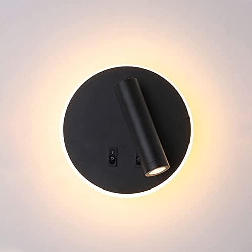 8W LED Wall Lights with 3W Accent Reading Light?Round Wall Wash Lamp with by SHREALMS