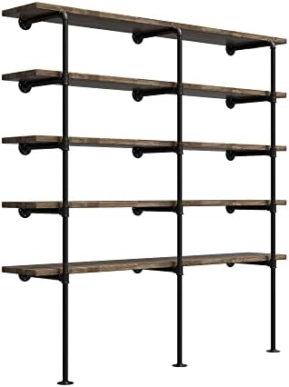 Industrial Retro Wall Mount Iron Pipe Shelf, DIY Open Bookshelf, Hung Bracket by FOFFRIENDOFFAMILY