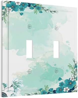 Decorative Switch Plates Blue Green Flowers Light Green Watercolor Patterns 2 - Image 2