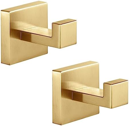 Heavy Duty Stainless Steel Towel Hooks, Wall Mounted Square Robe Hooks by Fenas