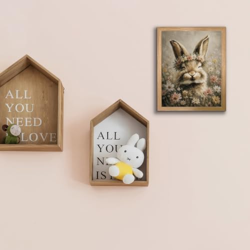BZRVBQ Cute Bunny Wall Art, Framed Floral Rabbit Canvas Print, Vintage - Image 7