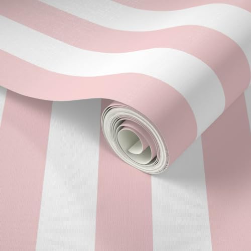 Spoonflower Stripes Pink and Peel and Stick Removable Wallpaper - Image 2