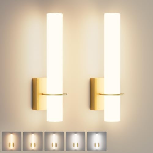 Hardwired Gold Wall Sconces Set of Two, Indoor Wall Light by Klighten