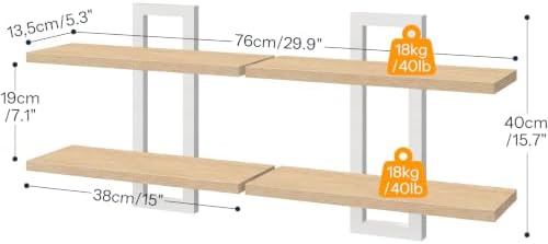 HOOBRO 2-Tier Floating Shelves, 15 Inch Wall Shelf Set of 2 - Image 3