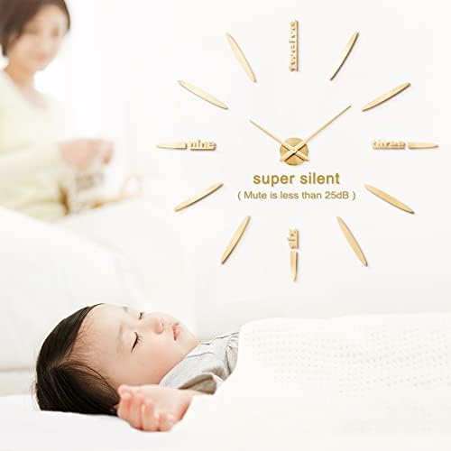 DIY Wall Clock, 3D Mirror Stickers Large Frameless Wall Clock Modern Design - Image 2