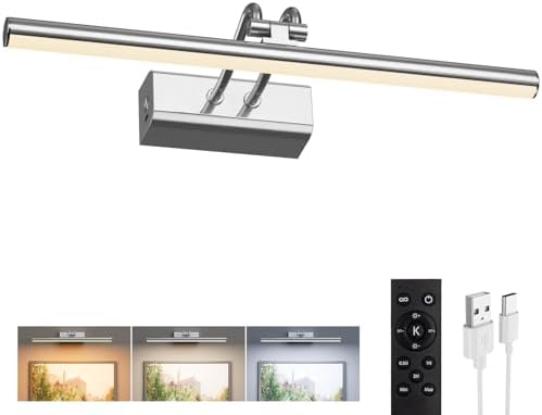 Picture Light, Platinum Silver, Battery Operated, RF Remote Control by Percantis